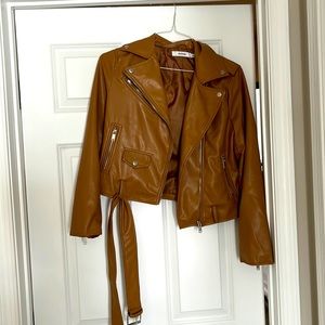 Just Fab Tan Leather Jacket